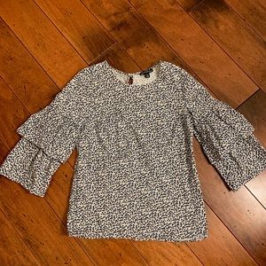 Floral Ruffle-Sleeve Blouse